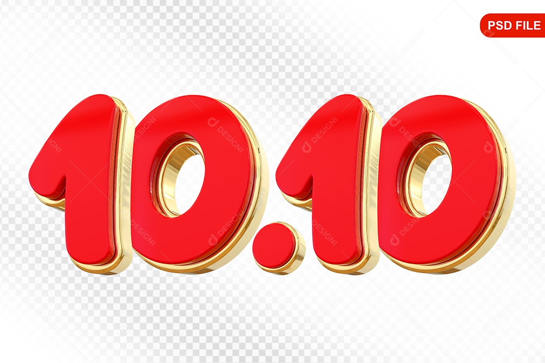 Elemento 3D Calendário 10.10 Colorido Para Composição PSD