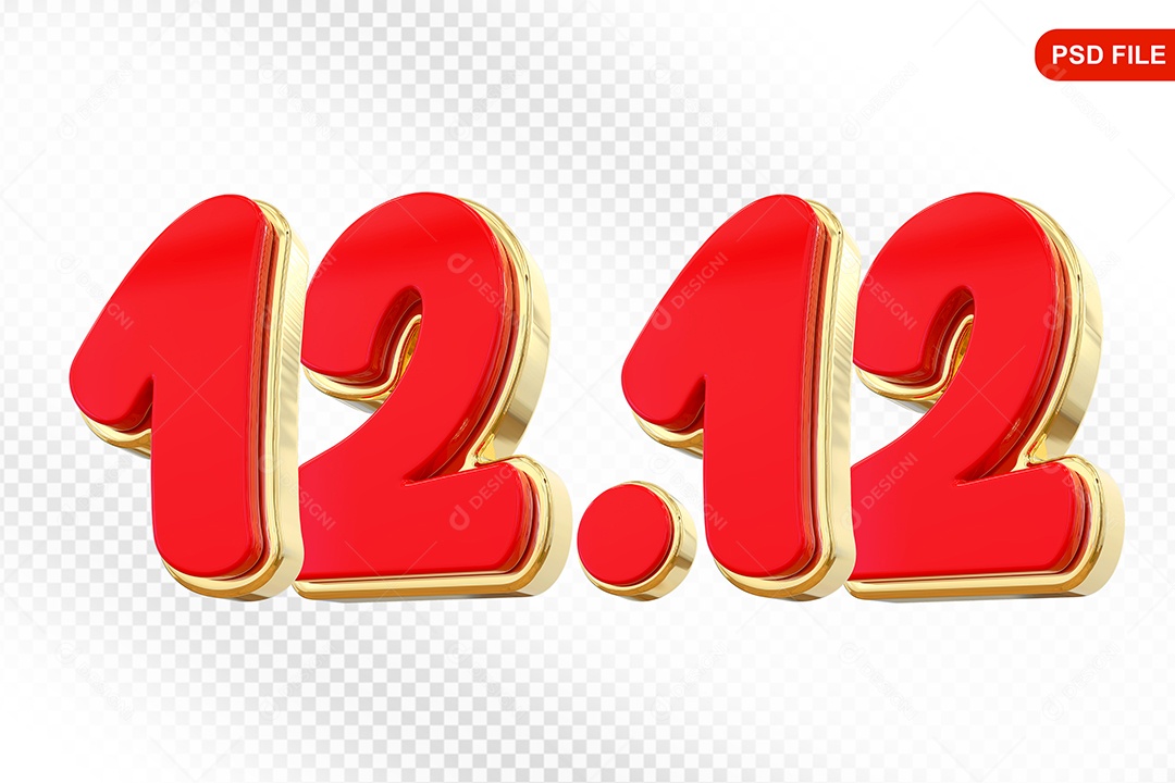 Elemento 3D Calendario 12.12 Colorido Para Composição PSD