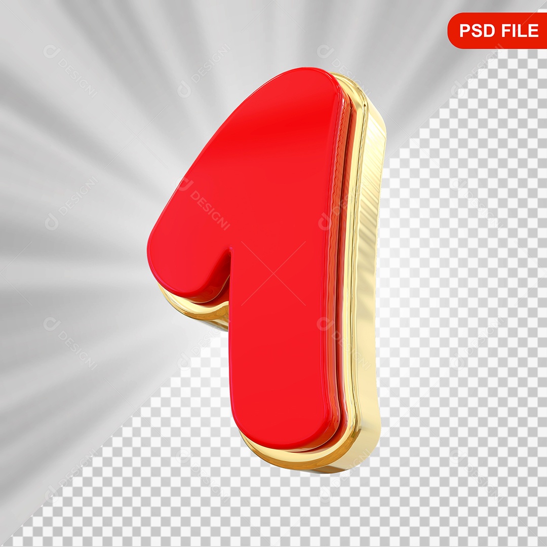 Elemento 3D Números 1 Para Composição PSD