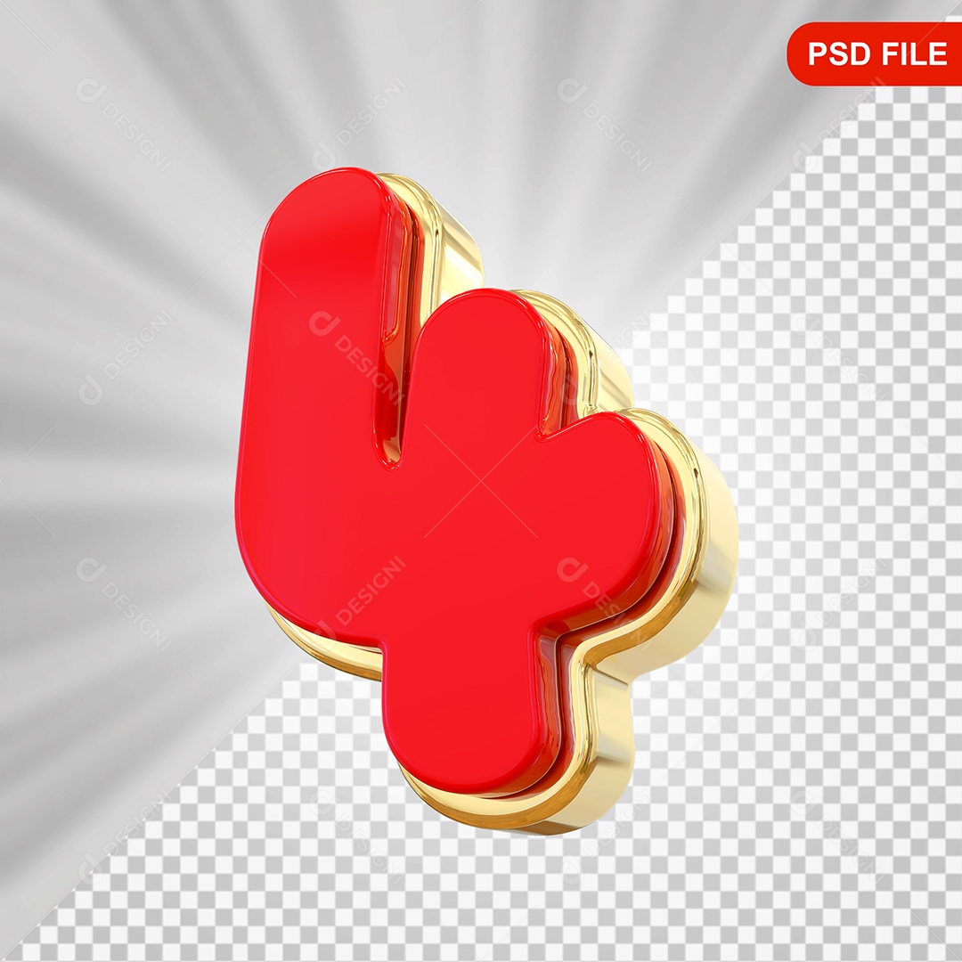 Elemento 3D Números 4 Para Composição PSD