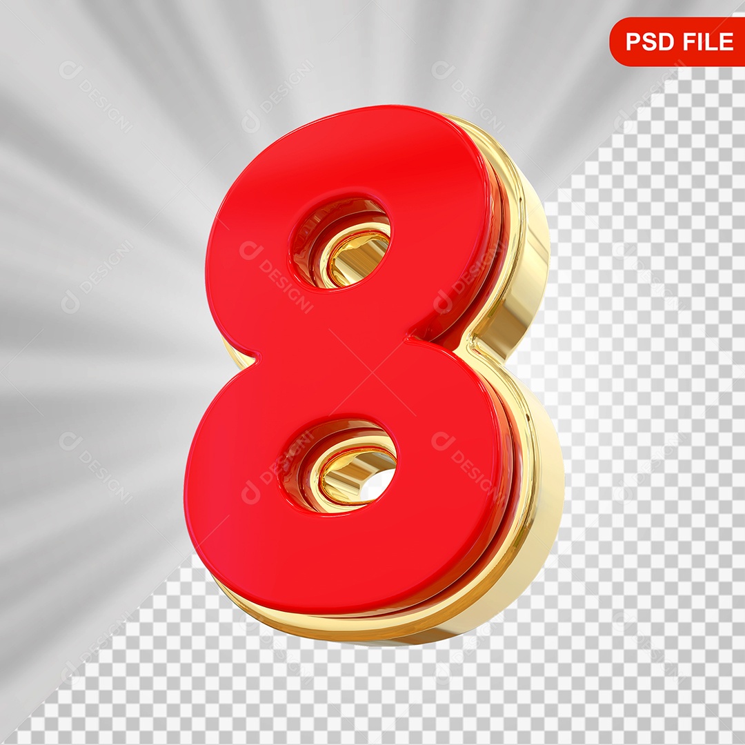 Elemento 3D Números 8 Para Composição PSD
