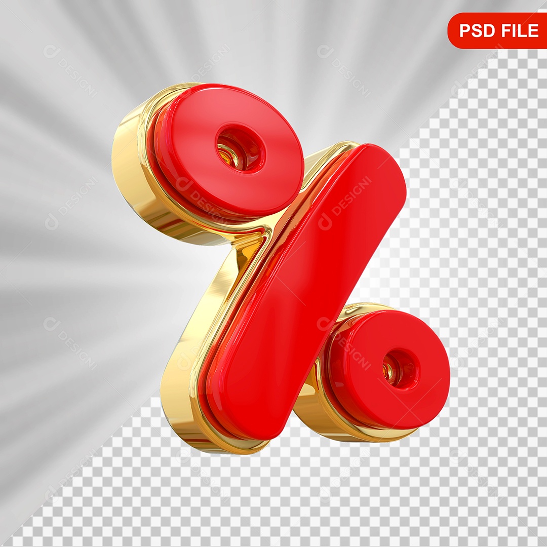 Elemento 3D Porcentagem Para Composição PSD