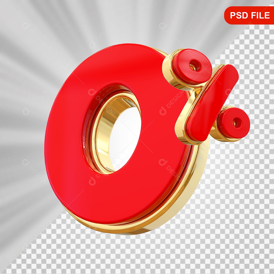 Desconto 0% Colorido Elemento 3D Para Composição PSD