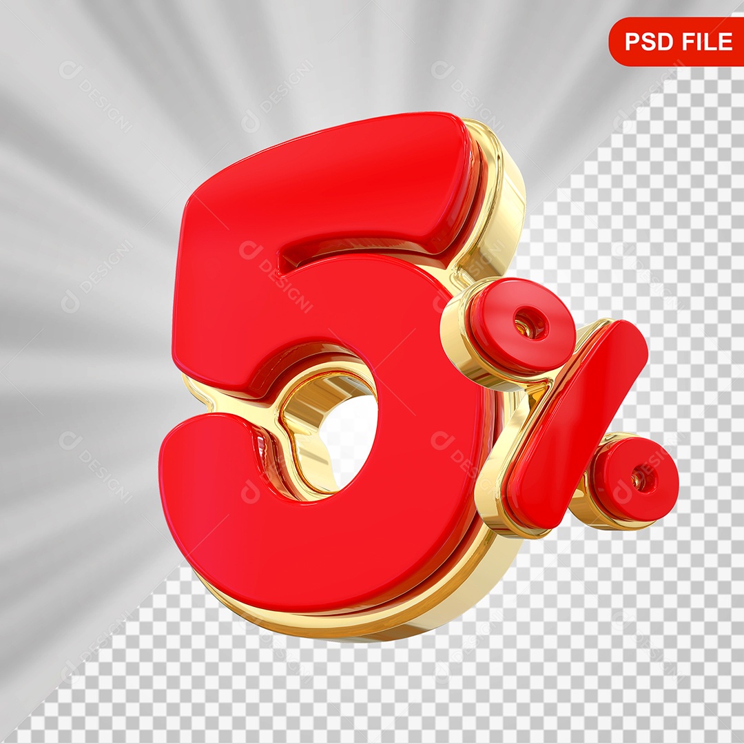 Desconto 5% Colorido Elemento 3D Para Composição PSD