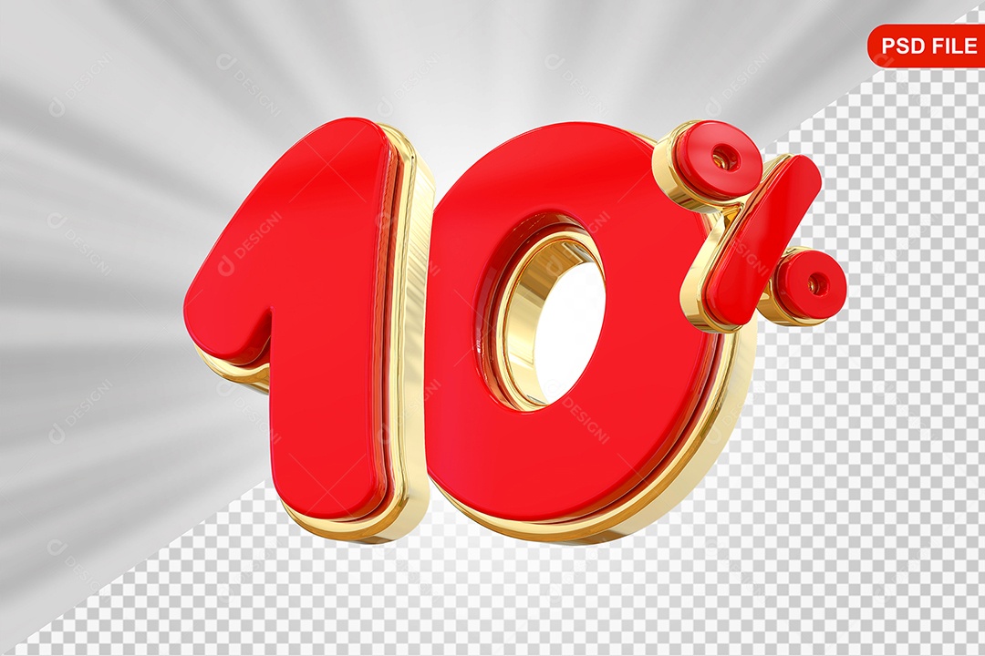 Desconto 10% Colorido Elemento 3D Para Composição PSD
