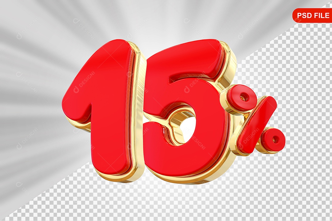 Desconto 15% Colorido Elemento 3D Para Composição PSD