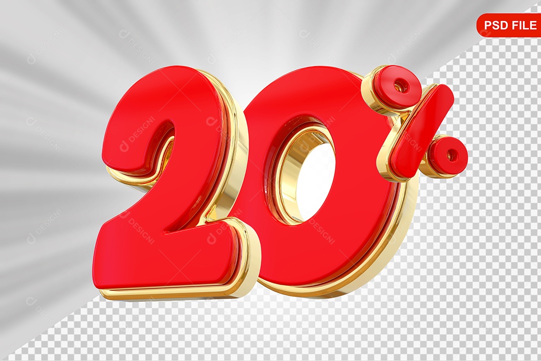 Desconto 20% Colorido Elemento 3D Para Composição PSD