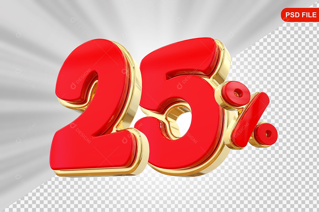 Desconto 25% Colorido Elemento 3D Para Composição PSD