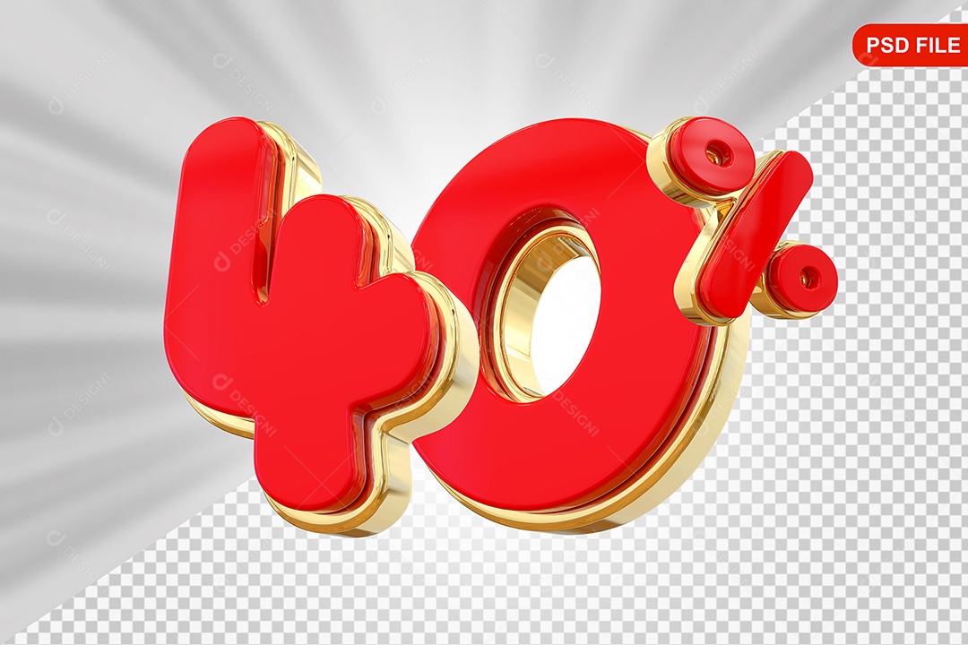 Desconto 40% Colorido Elemento 3D Para Composição PSD