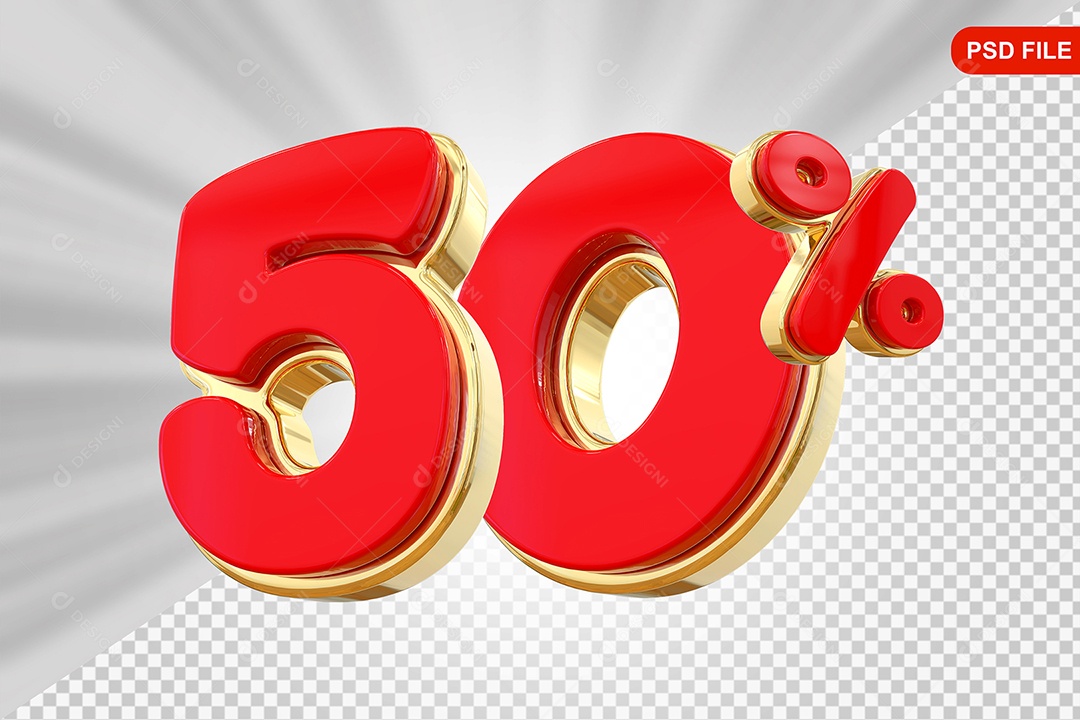 Desconto 50% Colorido Elemento 3D Para Composição PSD
