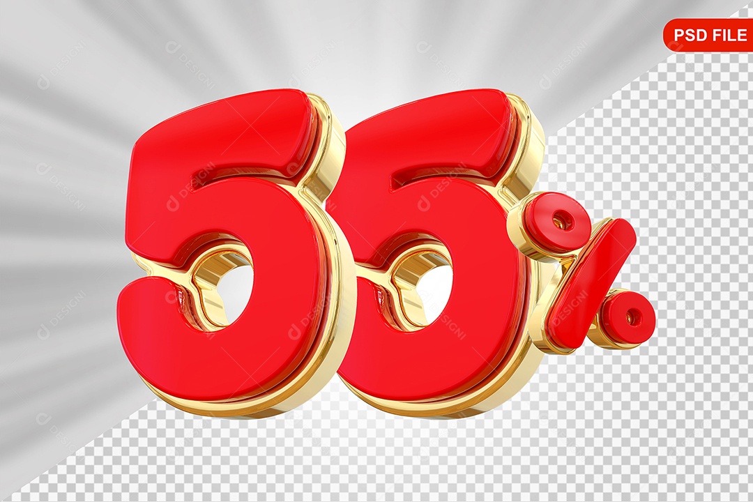 Desconto 55% Colorido Elemento 3D Para Composição PSD