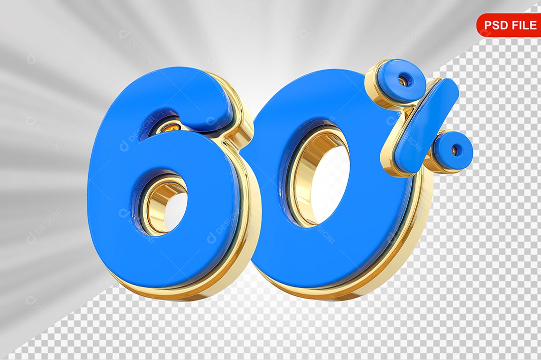 Desconto 60% Colorido Elemento 3D Para Composição PSD