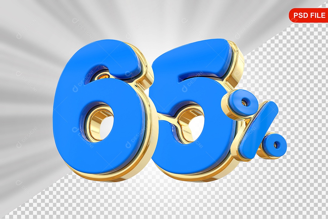 Desconto 65% Colorido Elemento 3D Para Composição PSD