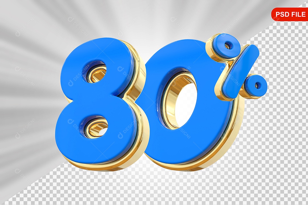 Desconto 80% Colorido Elemento 3D Para Composição PSD