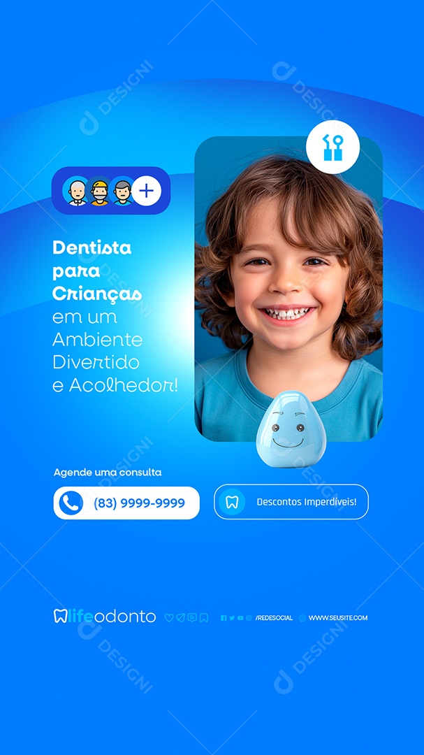 Story Dentista para Crianças Social Media PSD Editável