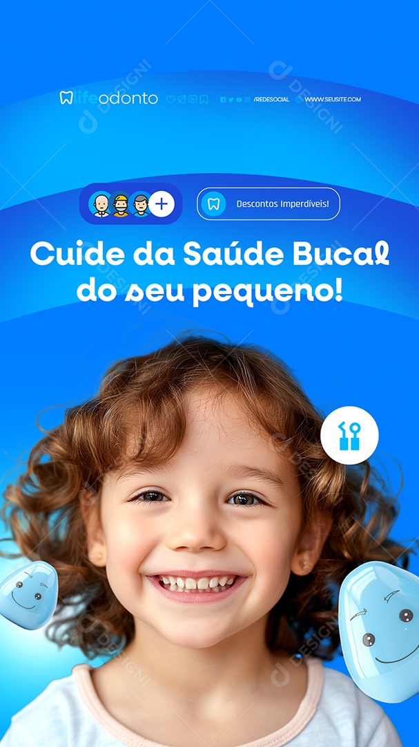 Story Dentista Cuide da Saúde Bucal do Seu Pequeno Social Media PSD Editável
