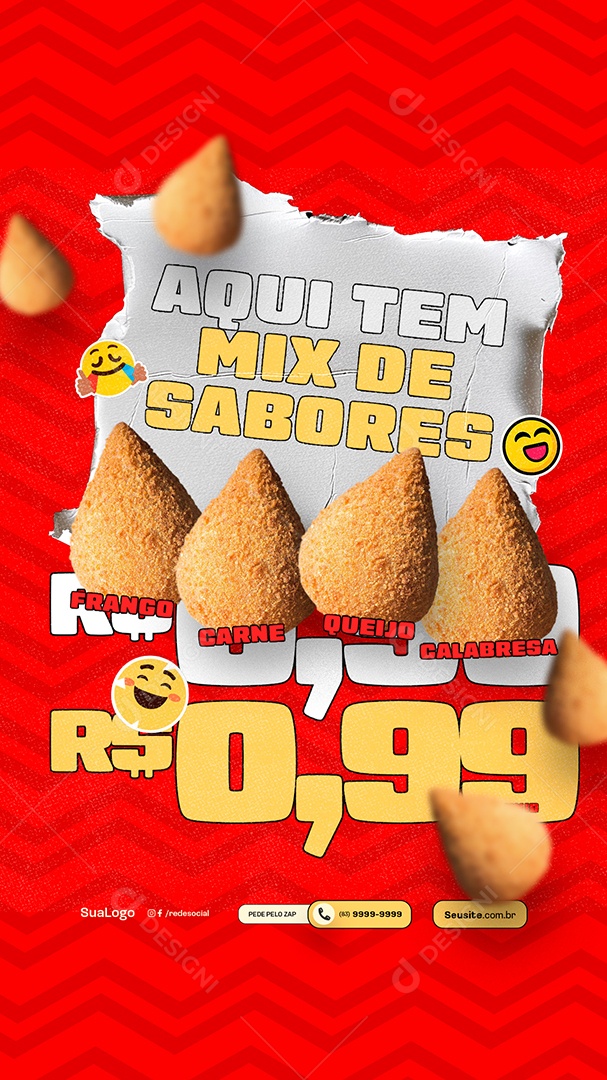 Story Coxinha Aqui Tem Mix de Sabores Social Media PSD Editável