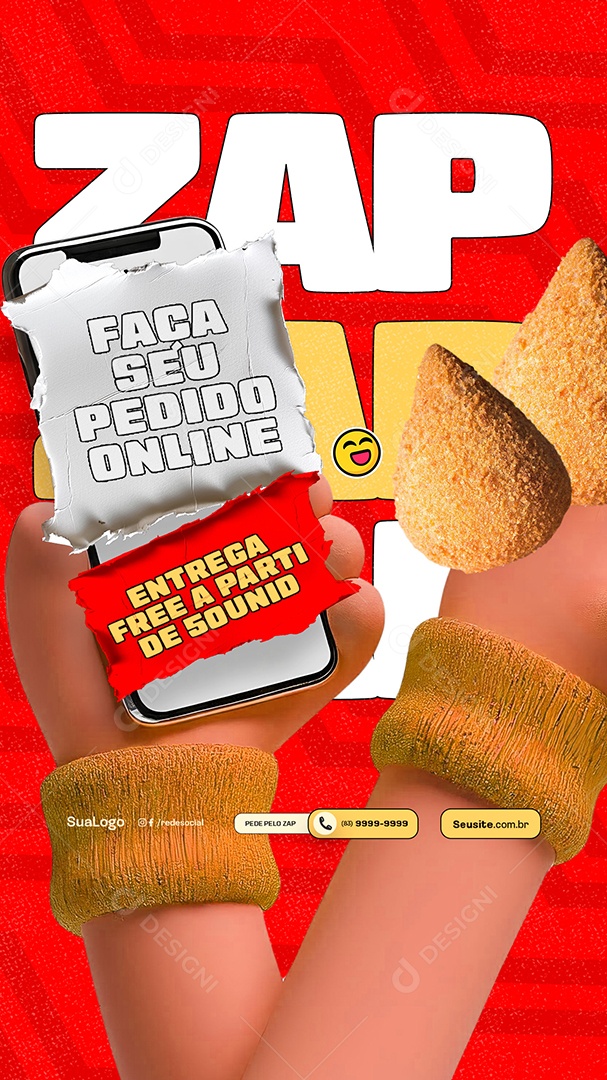 Story Coxinha Faça seu Pedido Online Social Media PSD Editável