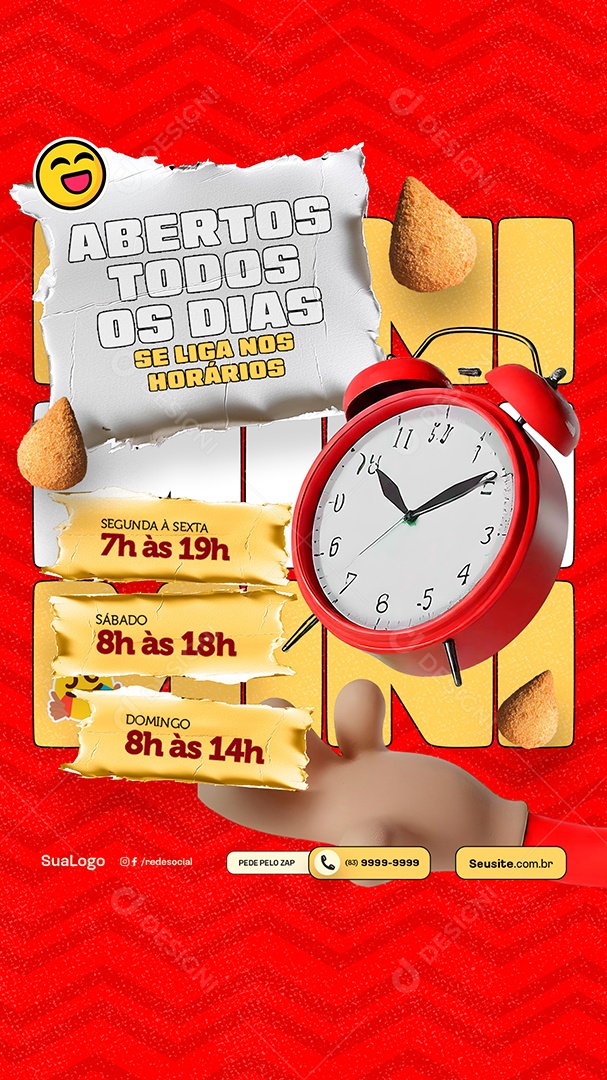 Story Coxinha Abertos Todos os Dias Social Media PSD Editável