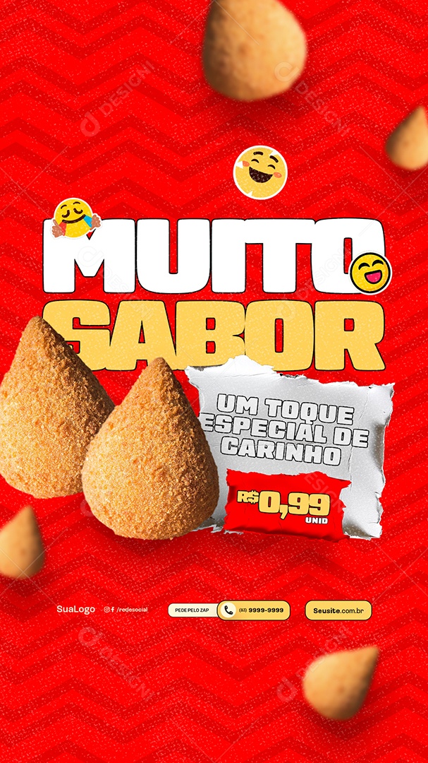 Story Coxinha Muito Sabor um Toque Especial de Carinho Social Media PSD Editável