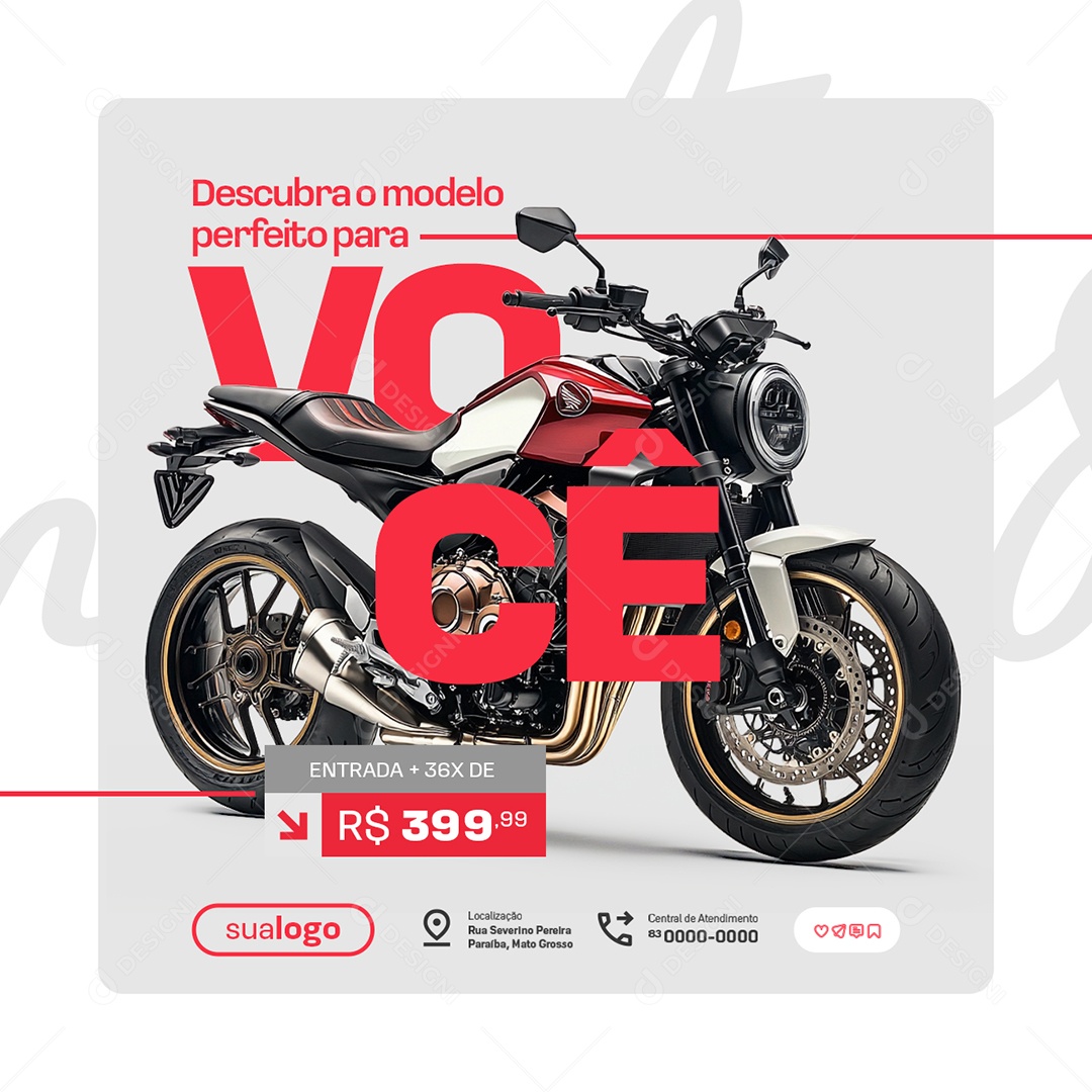 Loja de Motos Descubra o Modelo Perfeito para Você Social Media PSD Editável