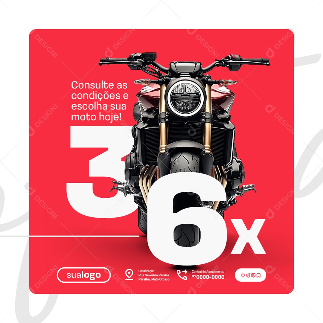 Loja de Motos Consulte as Condições Social Media PSD Editável