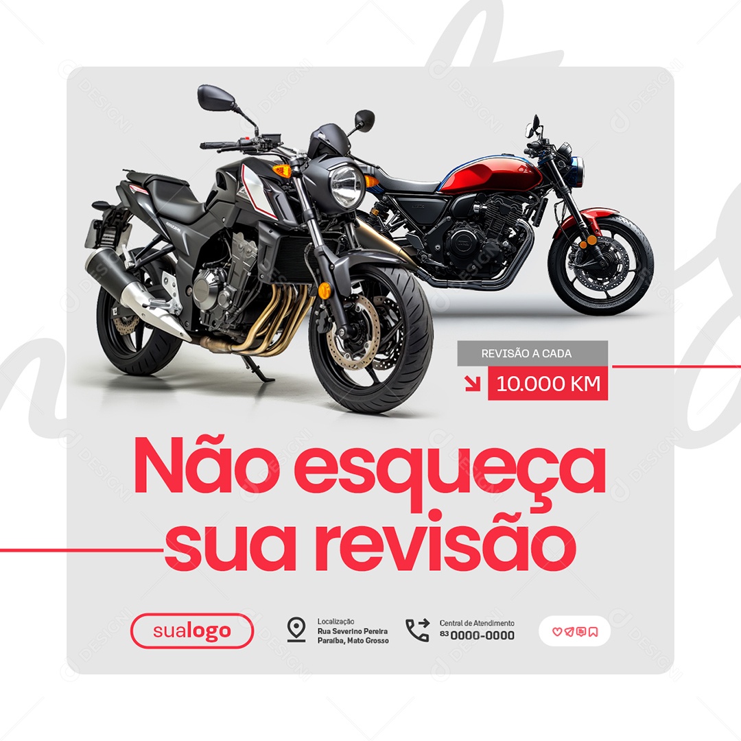 Loja de Motos Não Esqueça sua Revisão Social Media PSD Editável