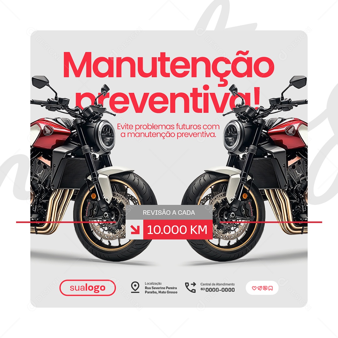 Loja de Motos Manutenção Preventiva Revisão a Cada Social Media PSD Editável
