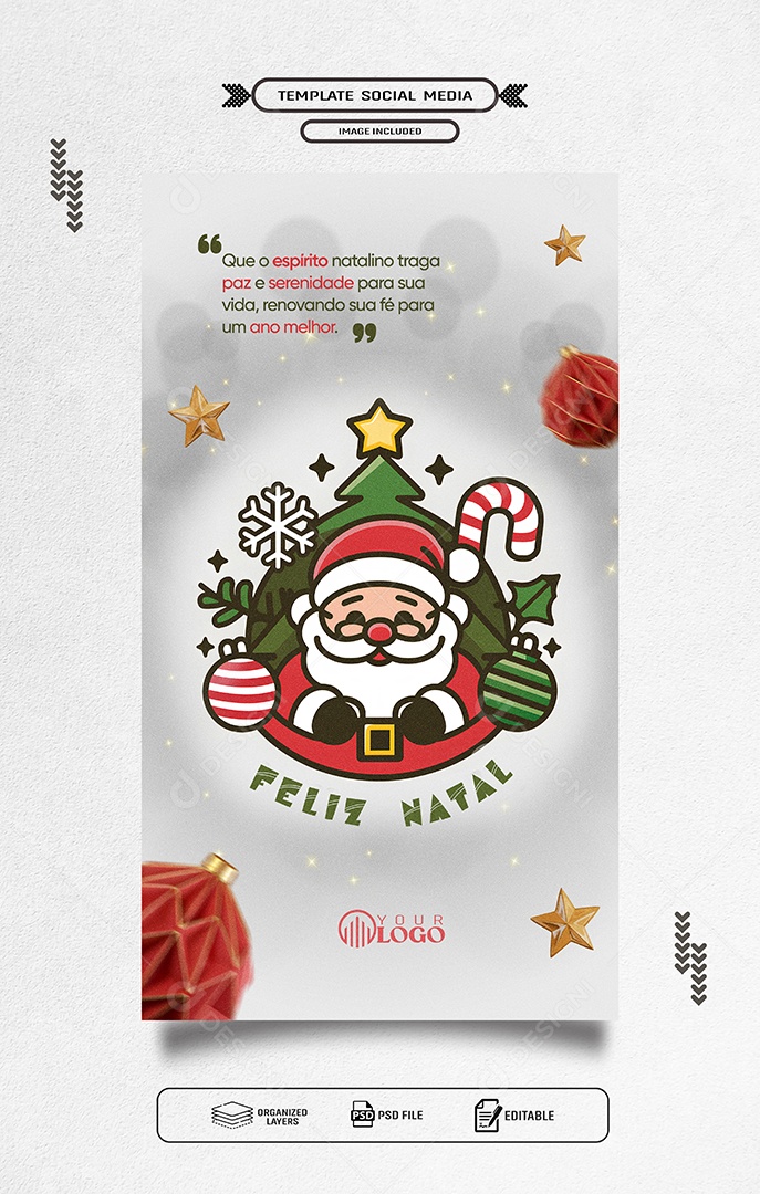 Story Feliz Natal 25 de Dezembro Social Media PSD Editável