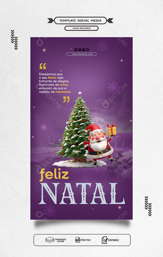 Story Feliz Natal 25 de Dezembro Social Media PSD Editável