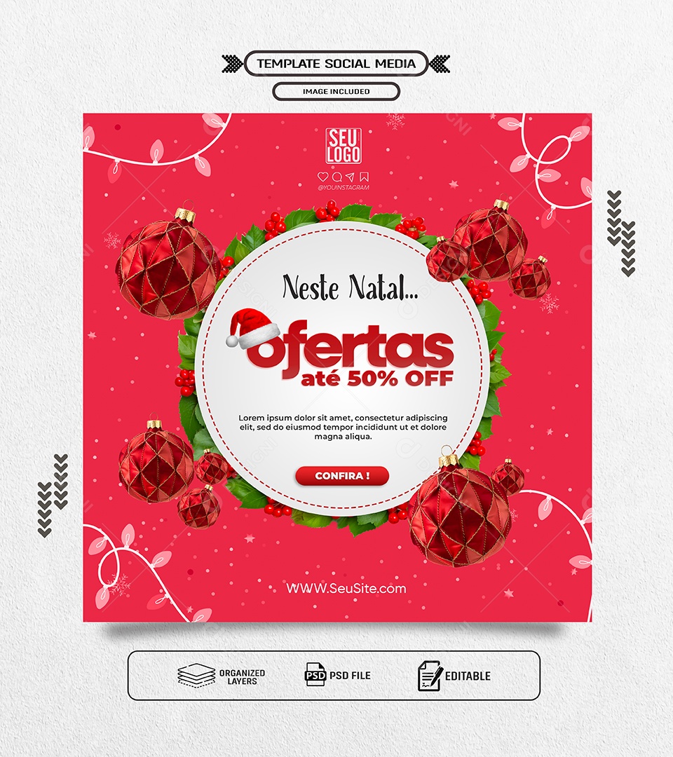 Natal de Ofertas Loja Social Media PSD Editável