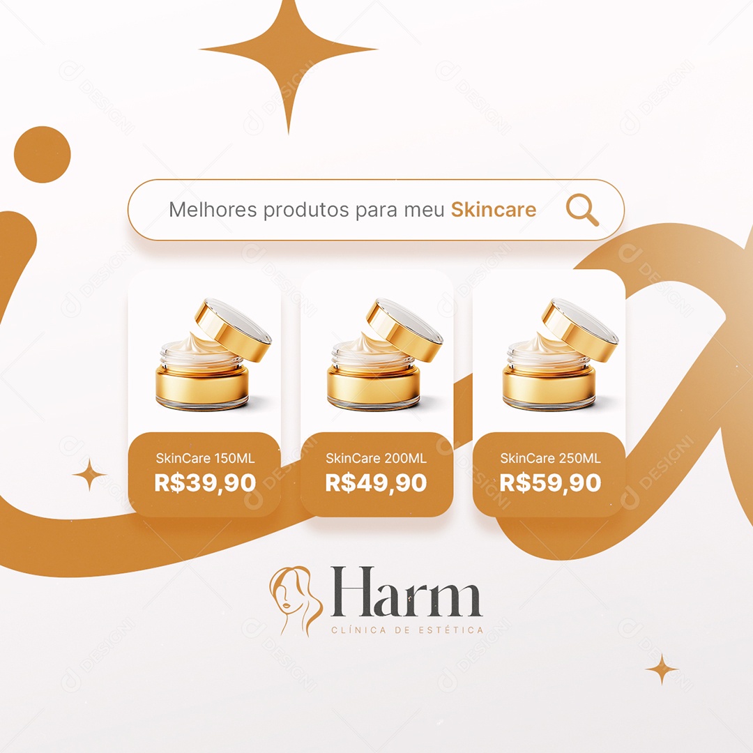 Clínica Estética Melhores Produtos para Meu Skincare Social Media PSD Editável