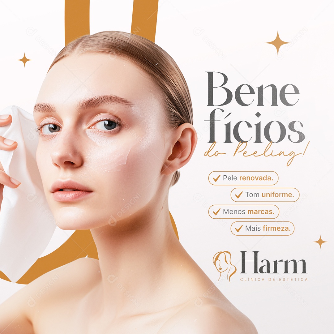 Clínica Estética Benefícios do Peeling Social Media PSD Editável