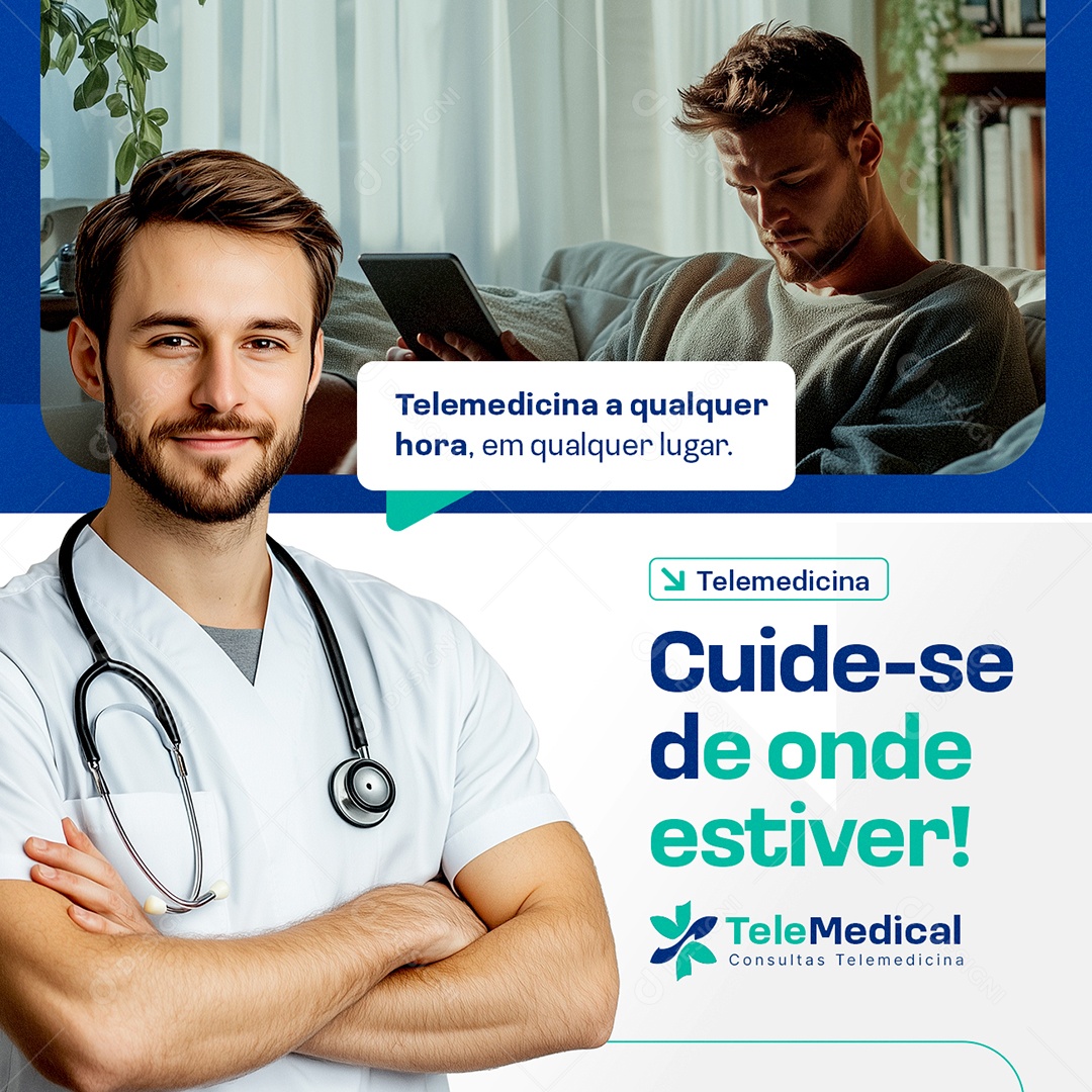 Telemedicina a Qualquer Hora Social Media PSD Editável