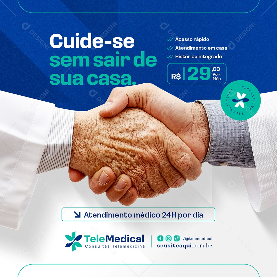 Telemedicina Cuide-se Sem Sair de Sua Casa Social Media PSD Editável