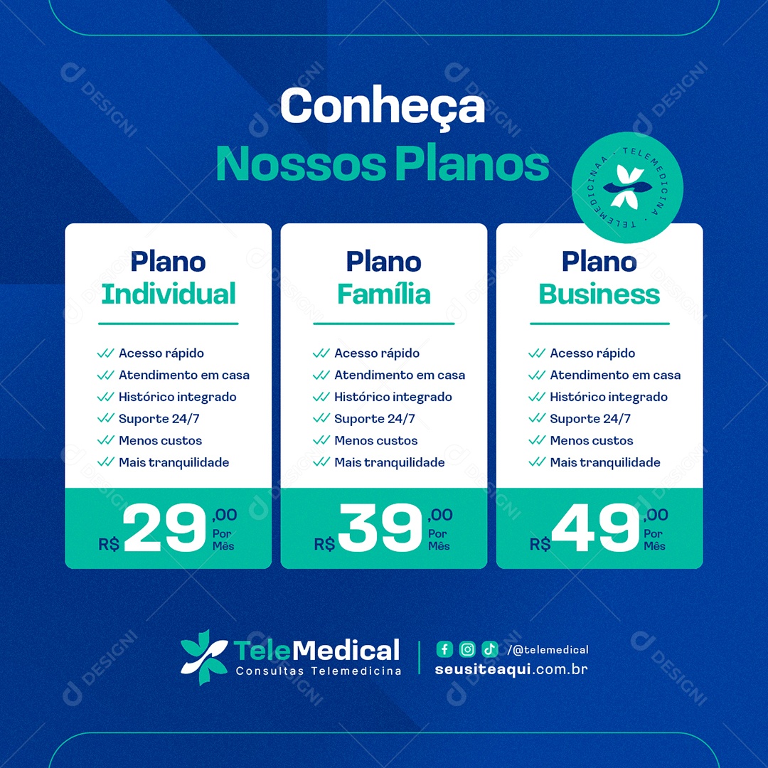 Telemedicina Conheça Nossos Planos Social Media PSD Editável