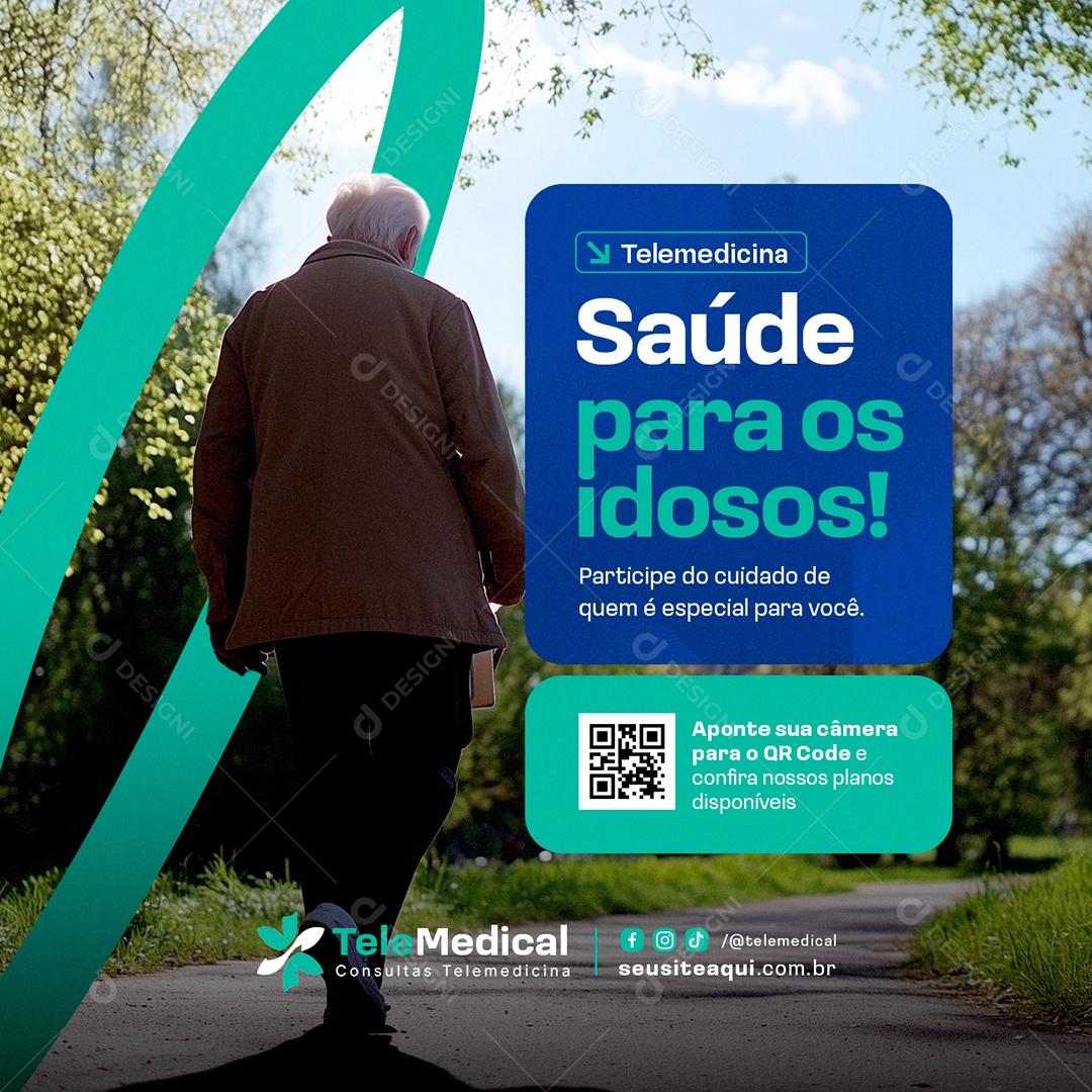 Telemedicina Saúde para Os Idosos Social Media PSD Editável