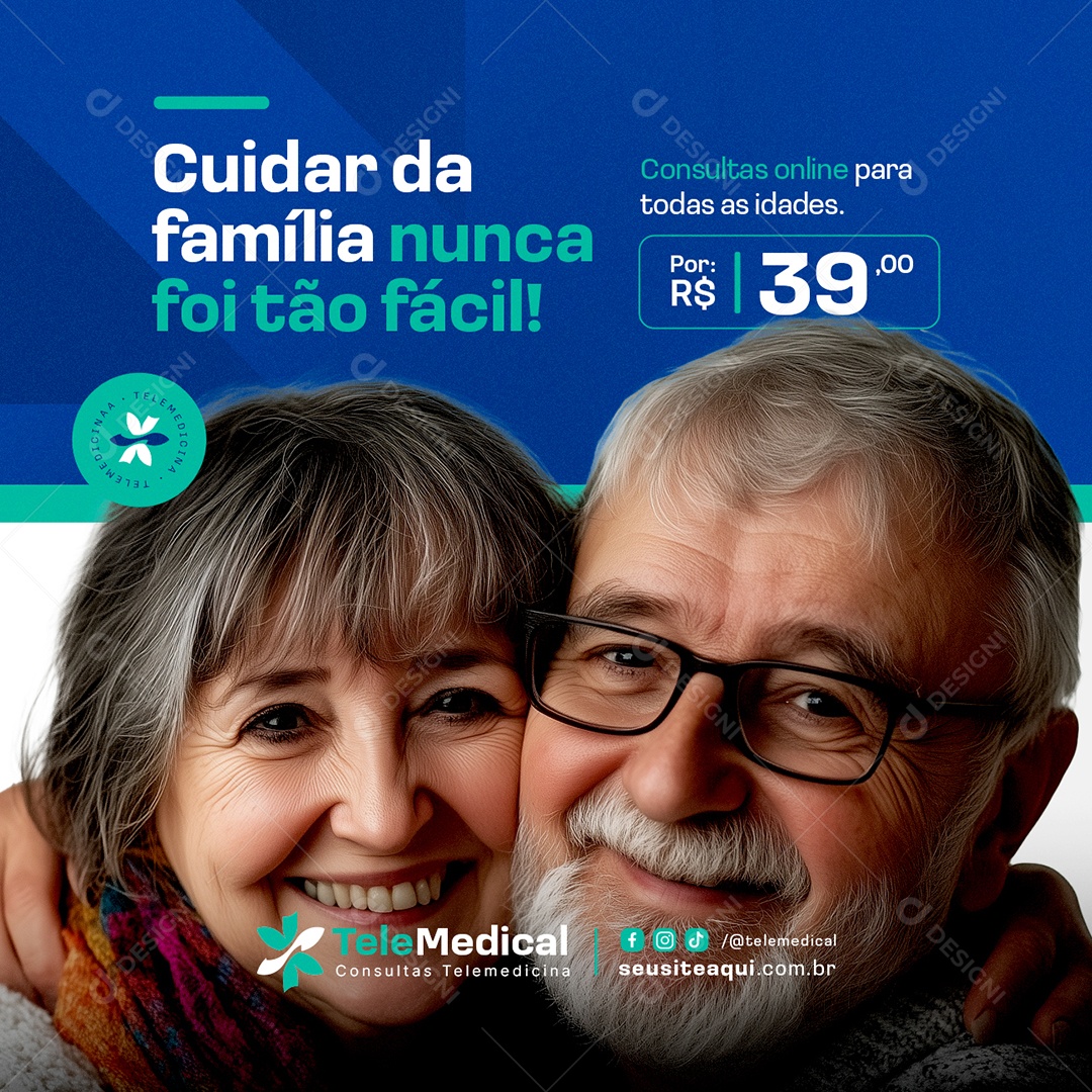 Telemedicina Cuidar da Família Nunca Foi Tão Fácil Social Media PSD Editável