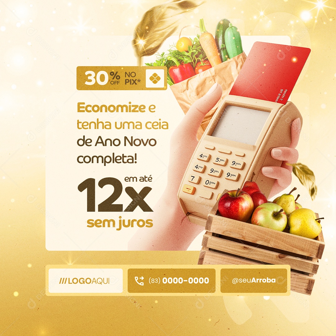 Ano Novo de Ofertas Hortifruti Social Media PSD Editável