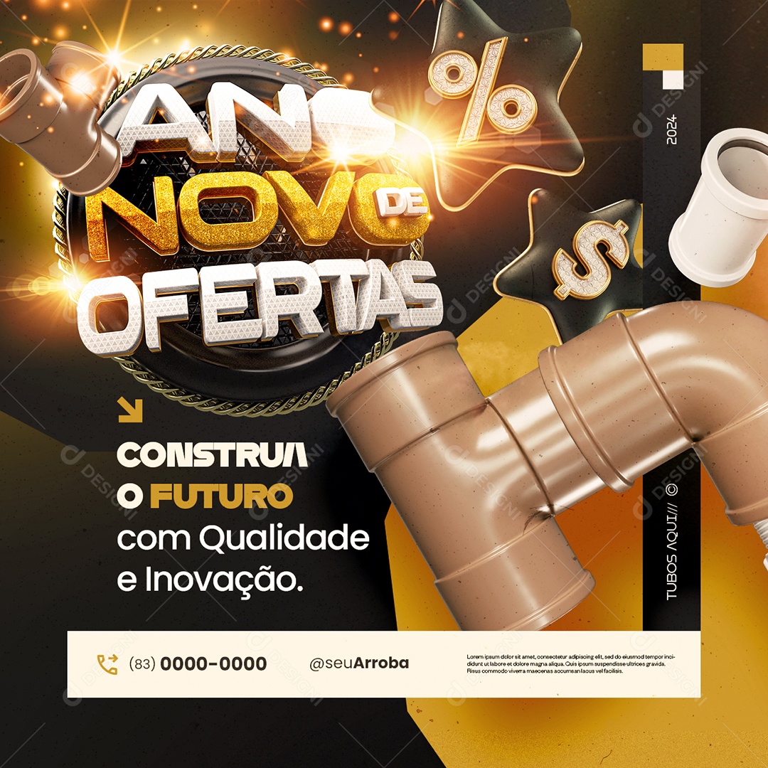 Ano Novo de Ofertas Construção Construa o Futuro Social Media PSD Editável