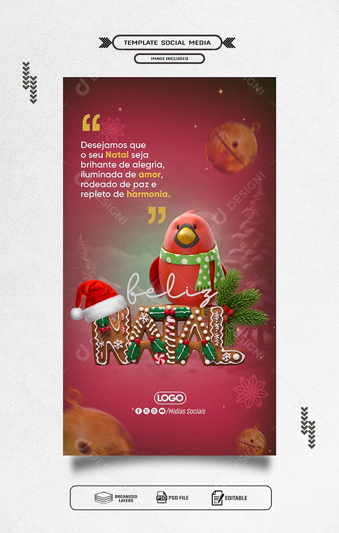 Story Feliz Natal 25 de Dezembro Boas Festas Social Media PSD Editável