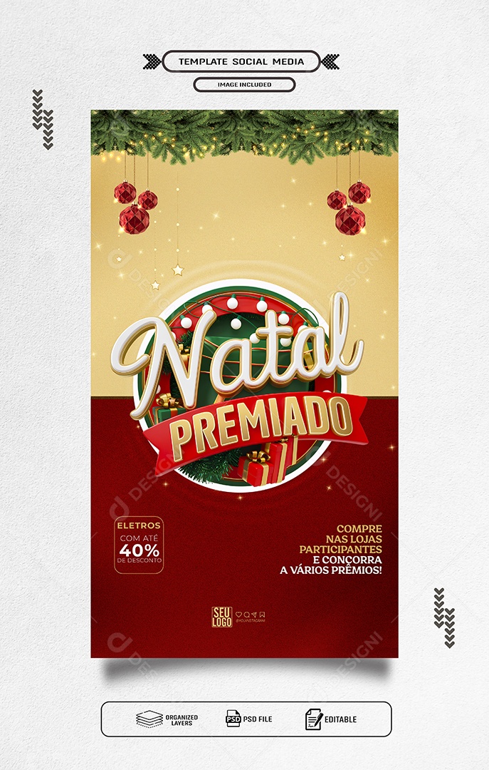 Story Natal Premiado Social Media PSD Editável