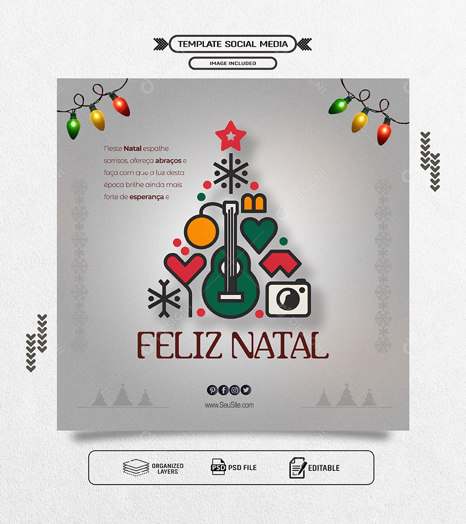 Feliz Natal 25 de Dezembro Boas Festas Social Media PSD Editável