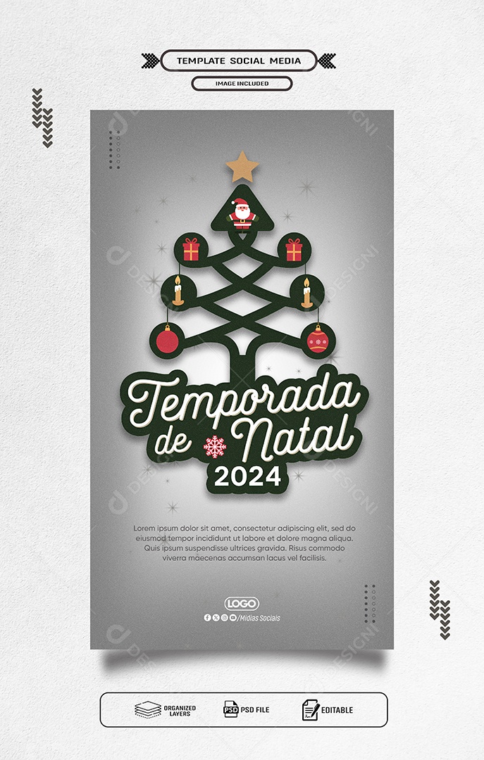 Story Feliz Natal 25 de Dezembro Temporada de Natal Social Media PSD Editável