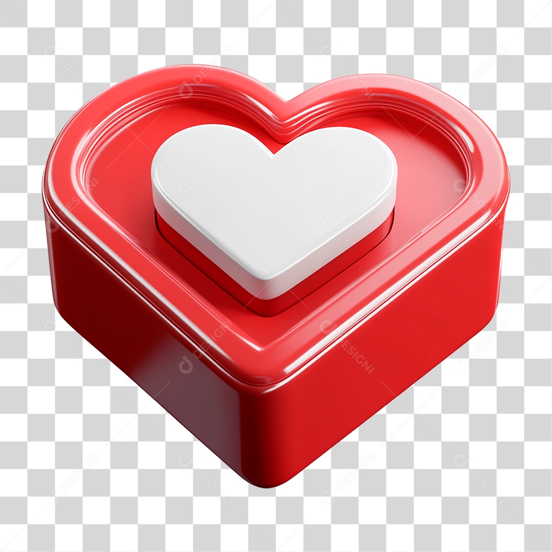 Elemento 3D Placa com Coração PNG Transparente