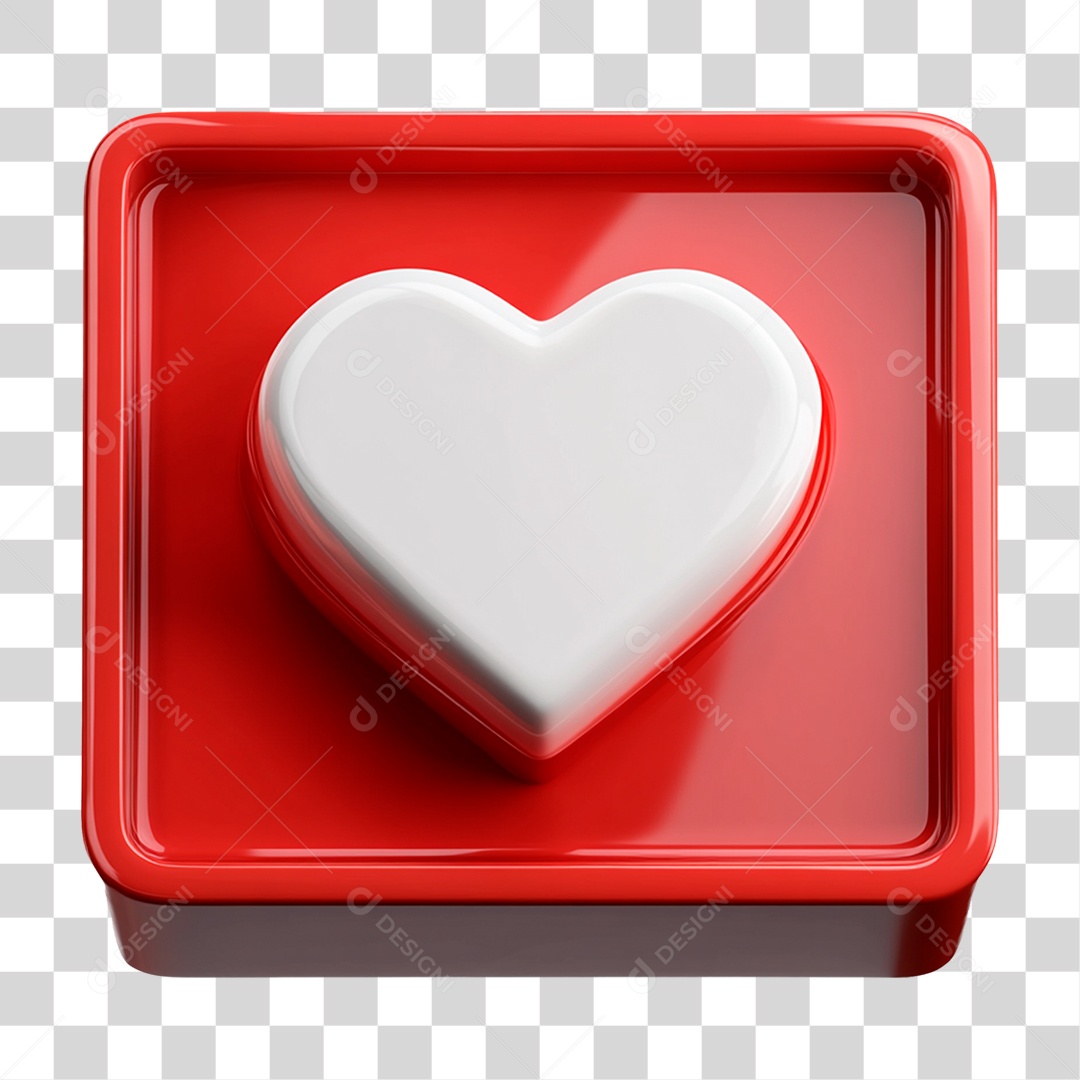Elemento 3D Placa com Coração PNG Transparente
