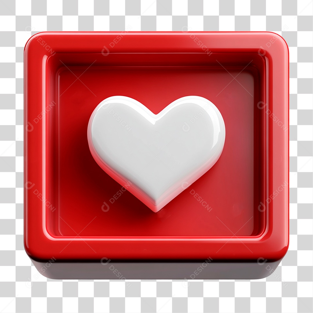 Elemento 3D Placa com Coração PNG Transparente