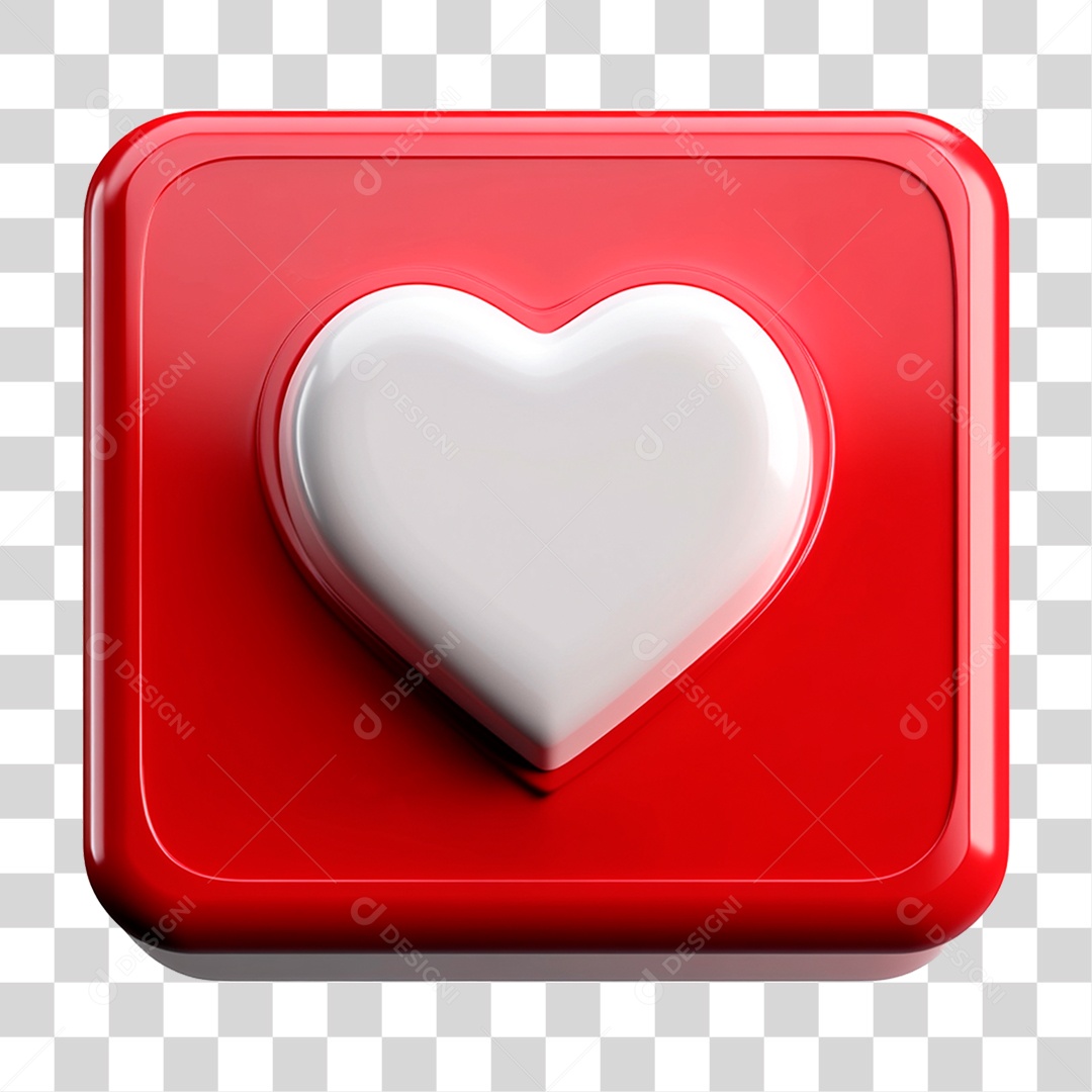 Elemento 3D Placa com Coração PNG Transparente