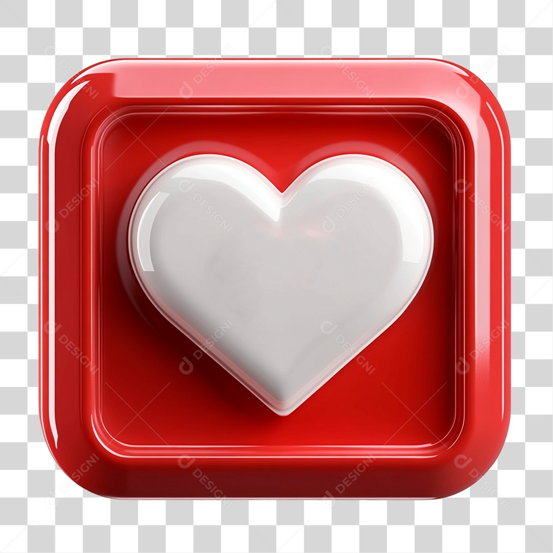 Elemento 3D Placa com Coração PNG Transparente