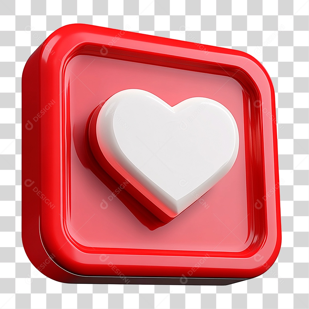 Elemento 3D Placa com Coração PNG Transparente